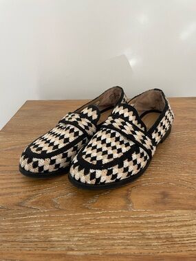 Kelly & Katie Fadie Black, Tan,and White Checker Woven Contemporary Penny Loafer